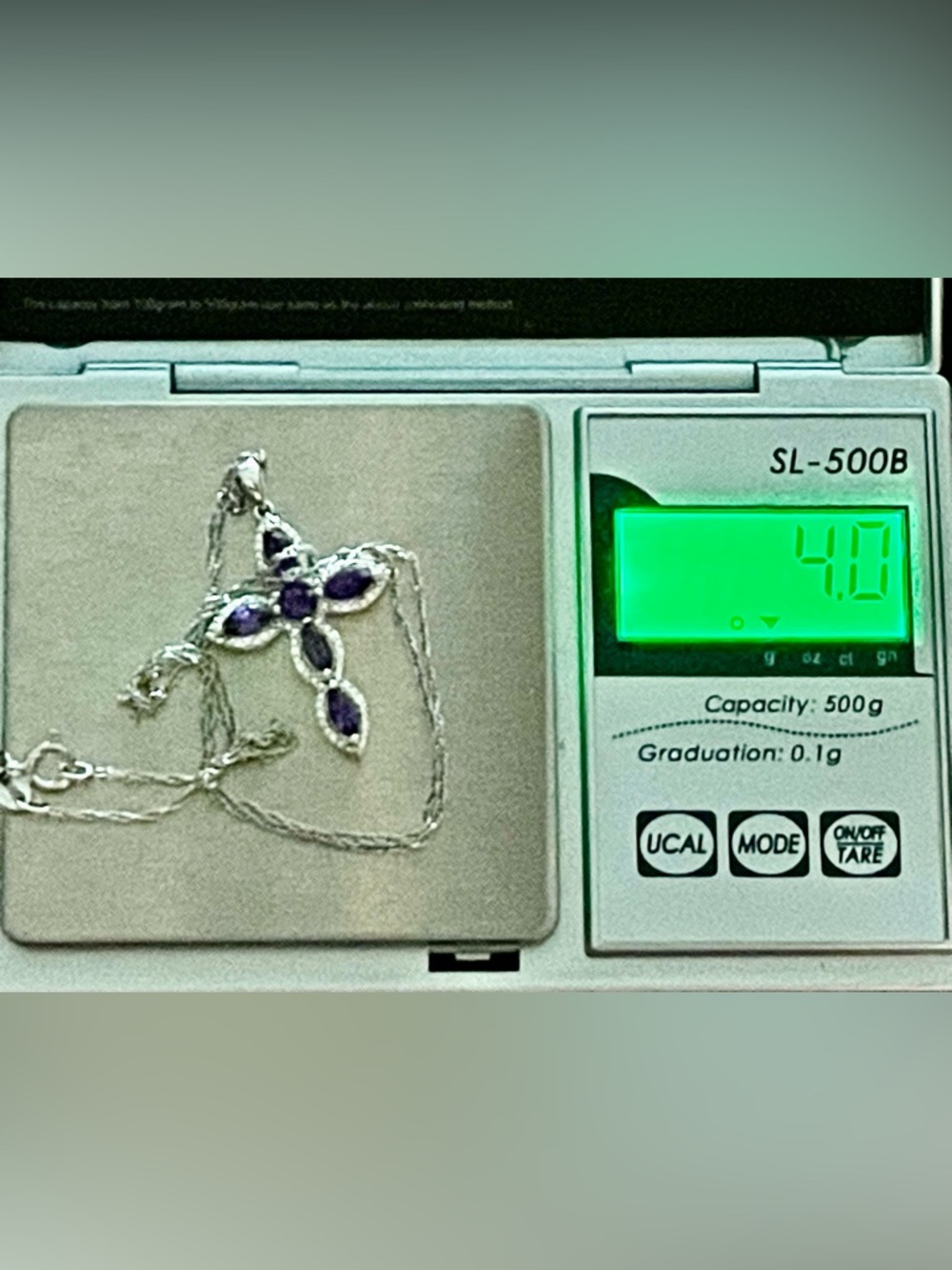 NWT Stamped 925 Silver 18” with Genuine Amethyst and Cz stones in original box - Picture 7 of 7